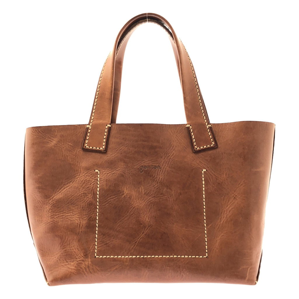 genten / 겐텐 | AMANO 아마노 가죽 토트 백 M 이너 파우치 포함 | 브라운 |
