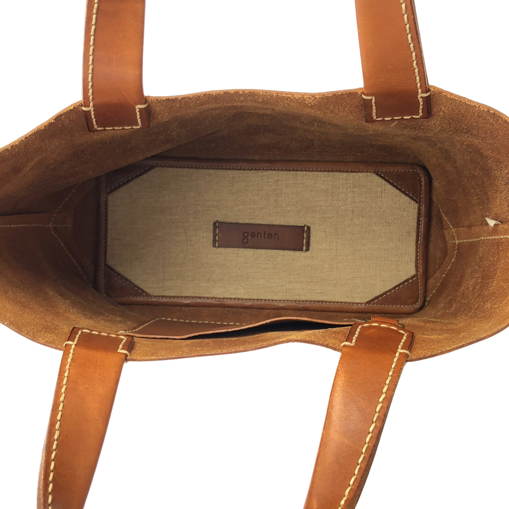genten / 겐텐 | AMANO 아마노 가죽 토트 백 M 이너 파우치 포함 | 브라운 |