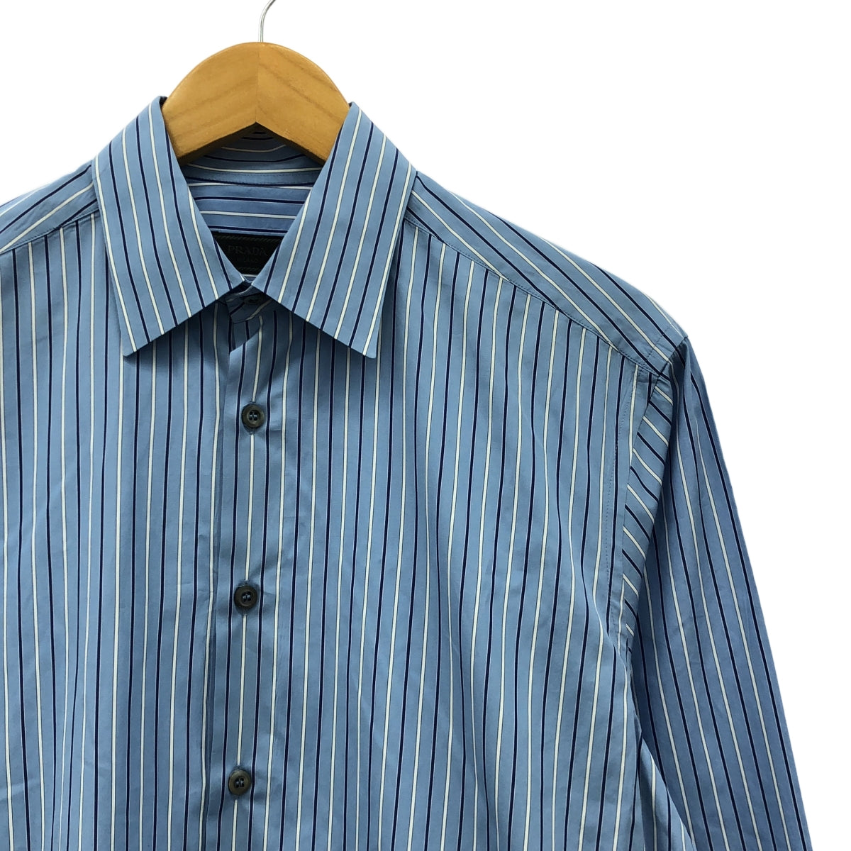 PRADA / プラダ | POPELINE BACCHET / コットン ストライプ レギュラーカラー シャツ | 38（15） | メンズ