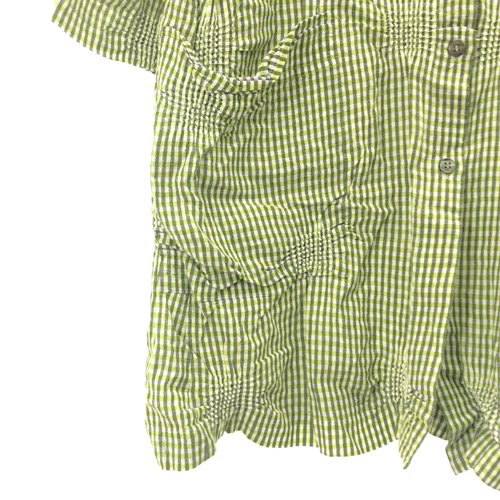 HaaT ISSEY MIYAKE / ハートイッセイミヤケ | 2019SS | コットン スタンドカラー チェック ギャザー シャツコート | 2 | レディース