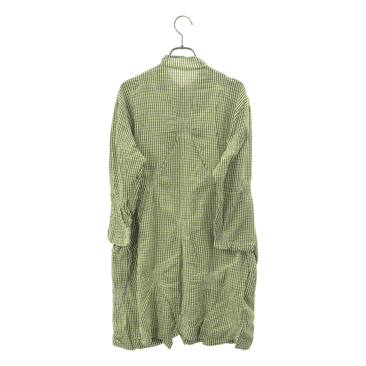 HaaT ISSEY MIYAKE / ハートイッセイミヤケ | 2019SS | コットン スタンドカラー チェック ギャザー シャツコート | 2 | レディース