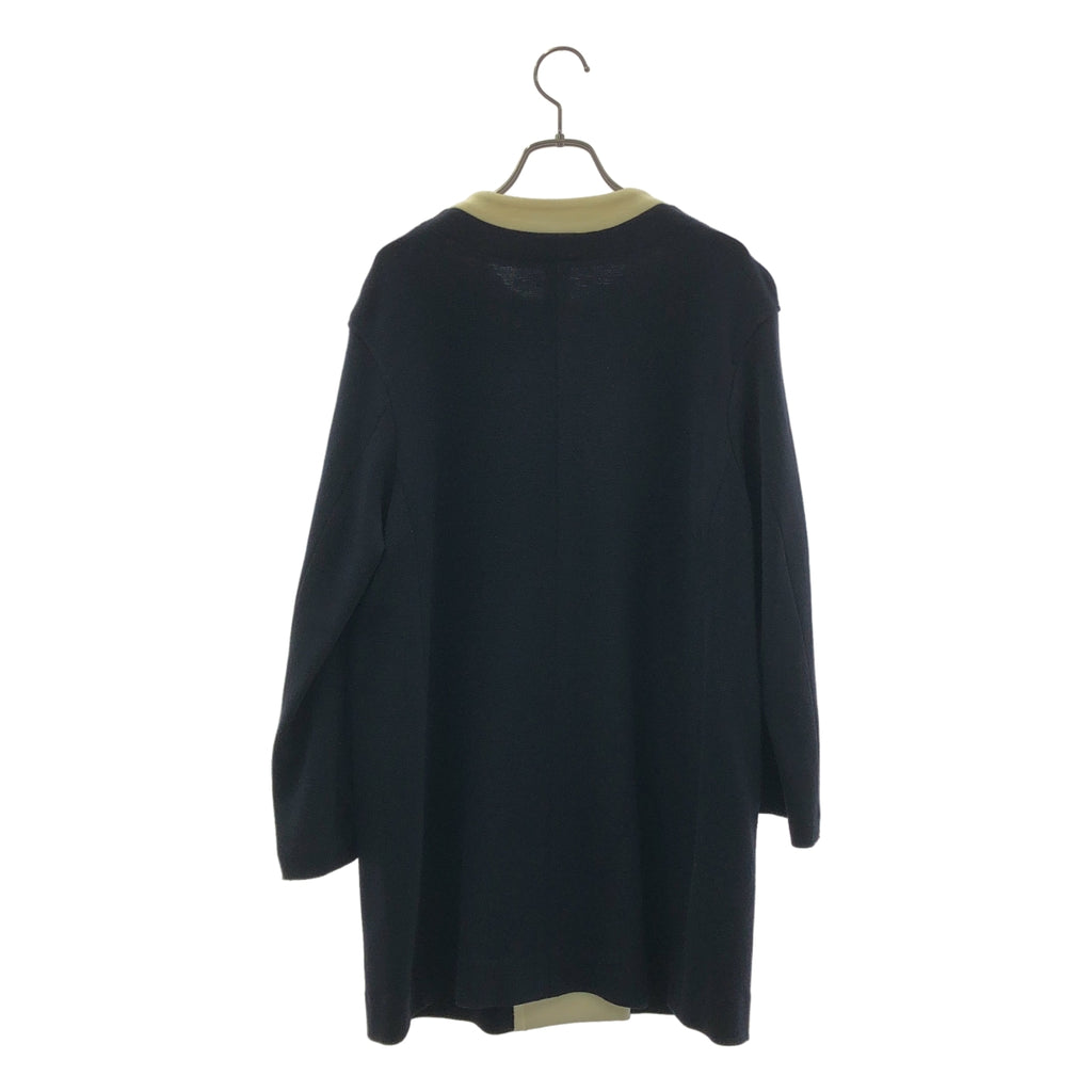 Sarahwear / サラウェア | ノーカラー ロングジャケット | ダークネイビー/アイボリー系 | レディース