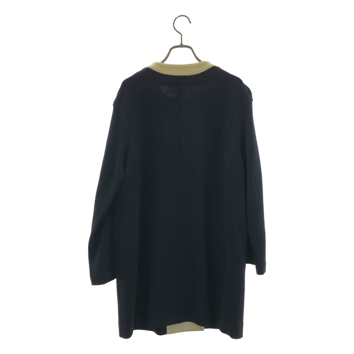 Sarahwear / サラウェア | ノーカラー ロングジャケット | ダークネイビー/アイボリー系 | レディース