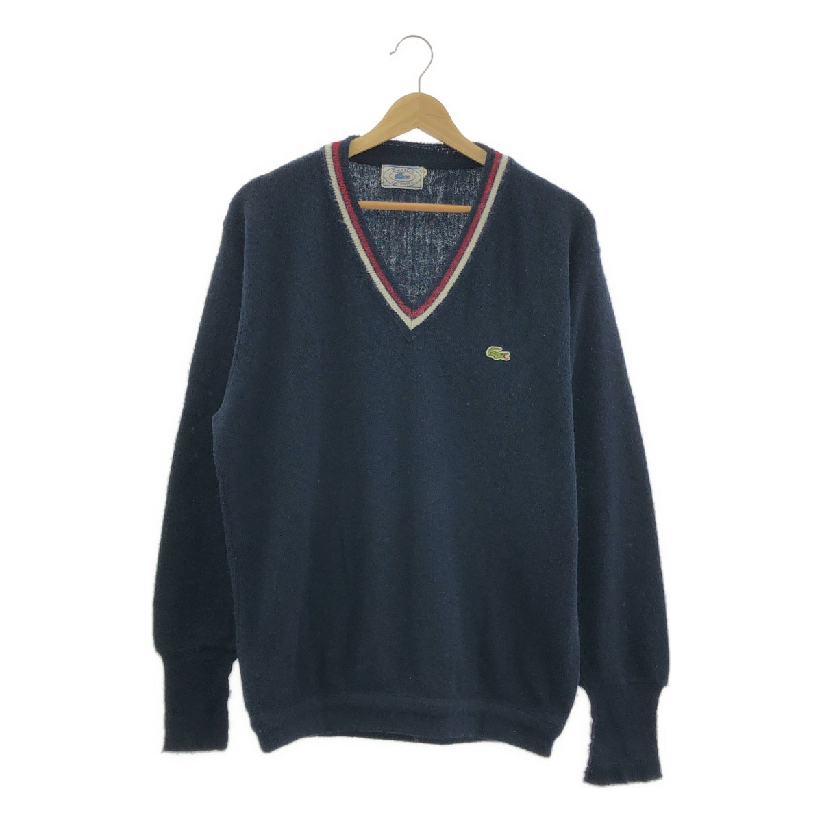 復古 | 20 世紀 70 年代 IZOD LACOSTE V 領毛衣（帶線軸標籤）| L 碼 |