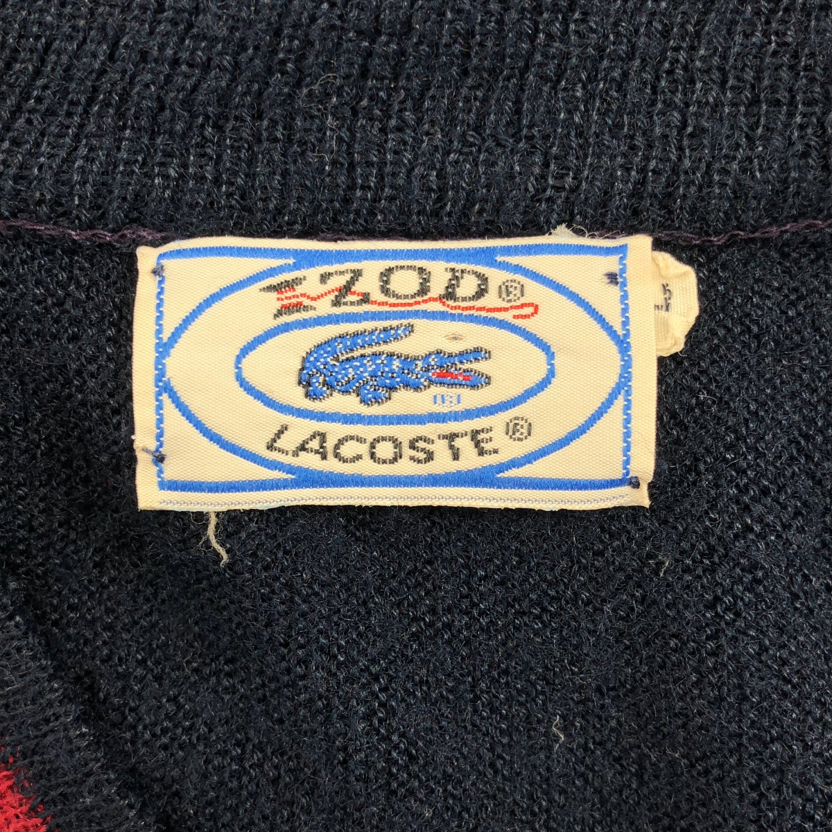 復古 | 20 世紀 70 年代 IZOD LACOSTE V 領毛衣（帶線軸標籤）| L 碼 |