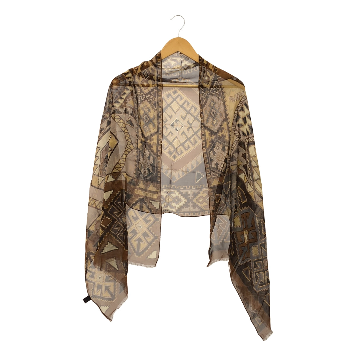 ETRO | 100% 絲質全印花大披肩 | 棕色