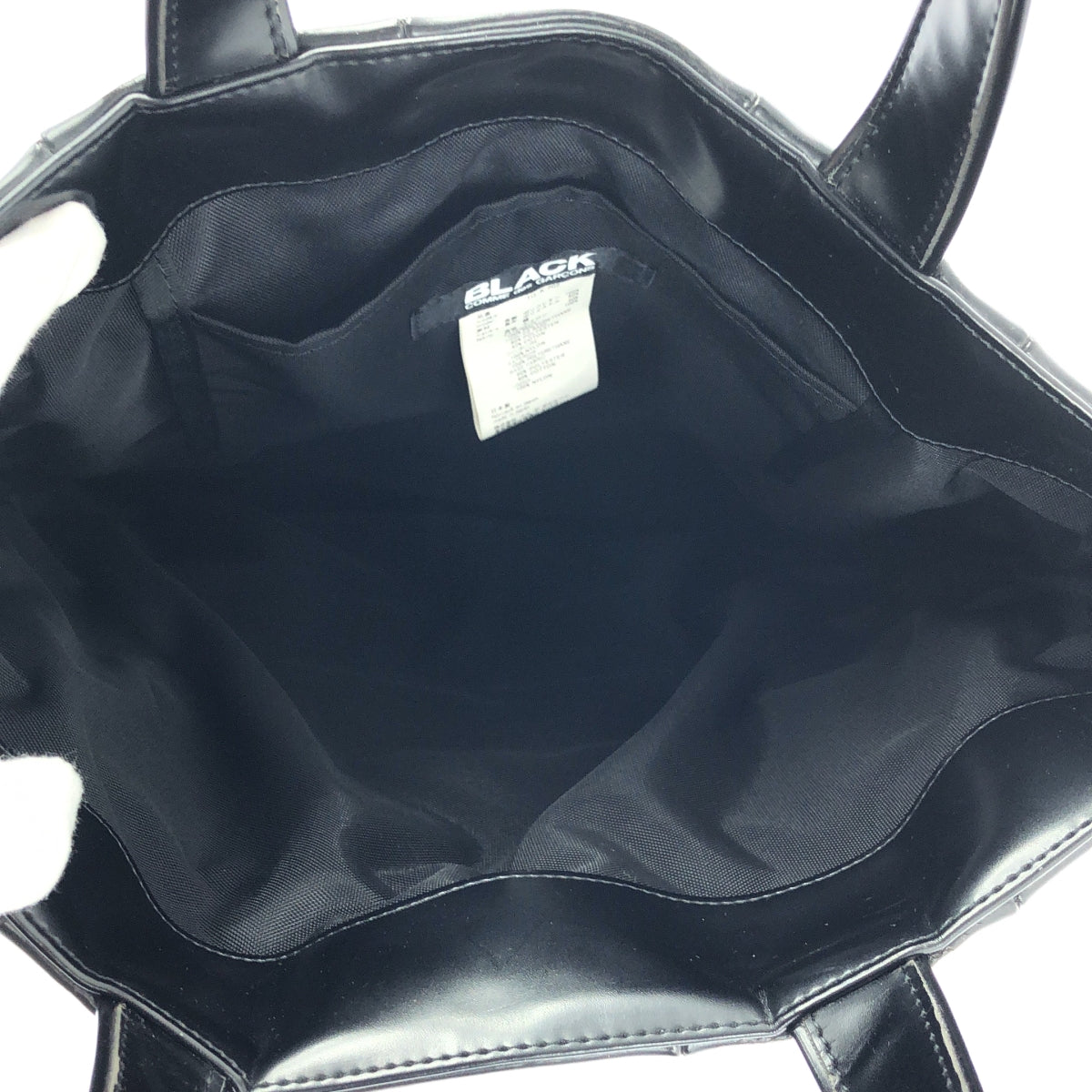 [狀況良好] BLACK COMME des GARÇONS | 2016 春夏 |人造皮革方形絎縫手提袋| SHOPBOP黑色|男士