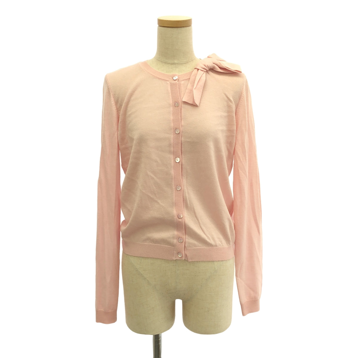 紅華倫天奴 |羊毛絲帶針織開襟衫 | M |粉紅色 |女性的