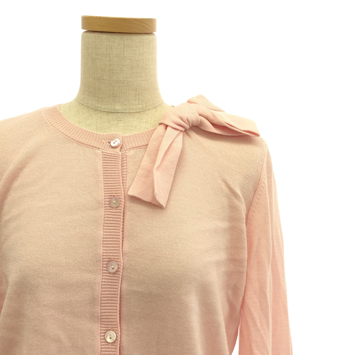 RED VALENTINO / レッドヴァレンティノ | ウール リボン ニット カーディガン | M | ピンク | レディース
