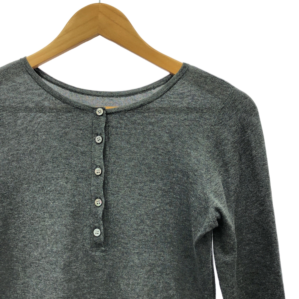 GOOD GRIEF / グッドグリーフ | HENLEY RIB KNIT TOP / リブニット | F | グレー | レディース