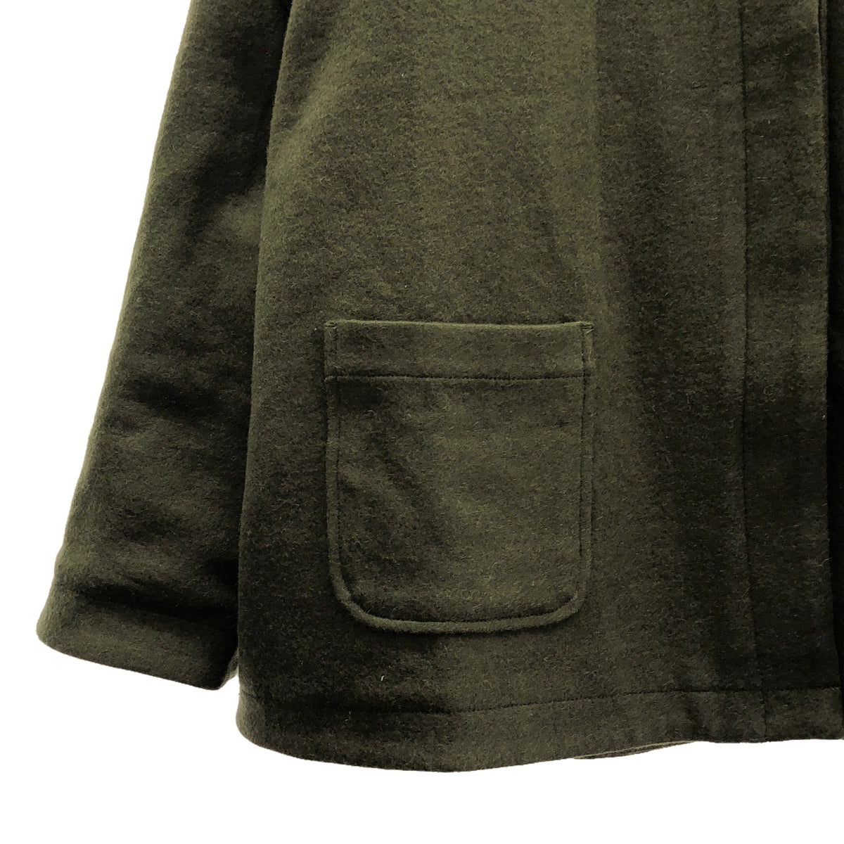 【美品】  co;ill nine  / コイルナイン | ウール ノーカラー ジャケット / 総裏地 | F | オリーブ | レディース