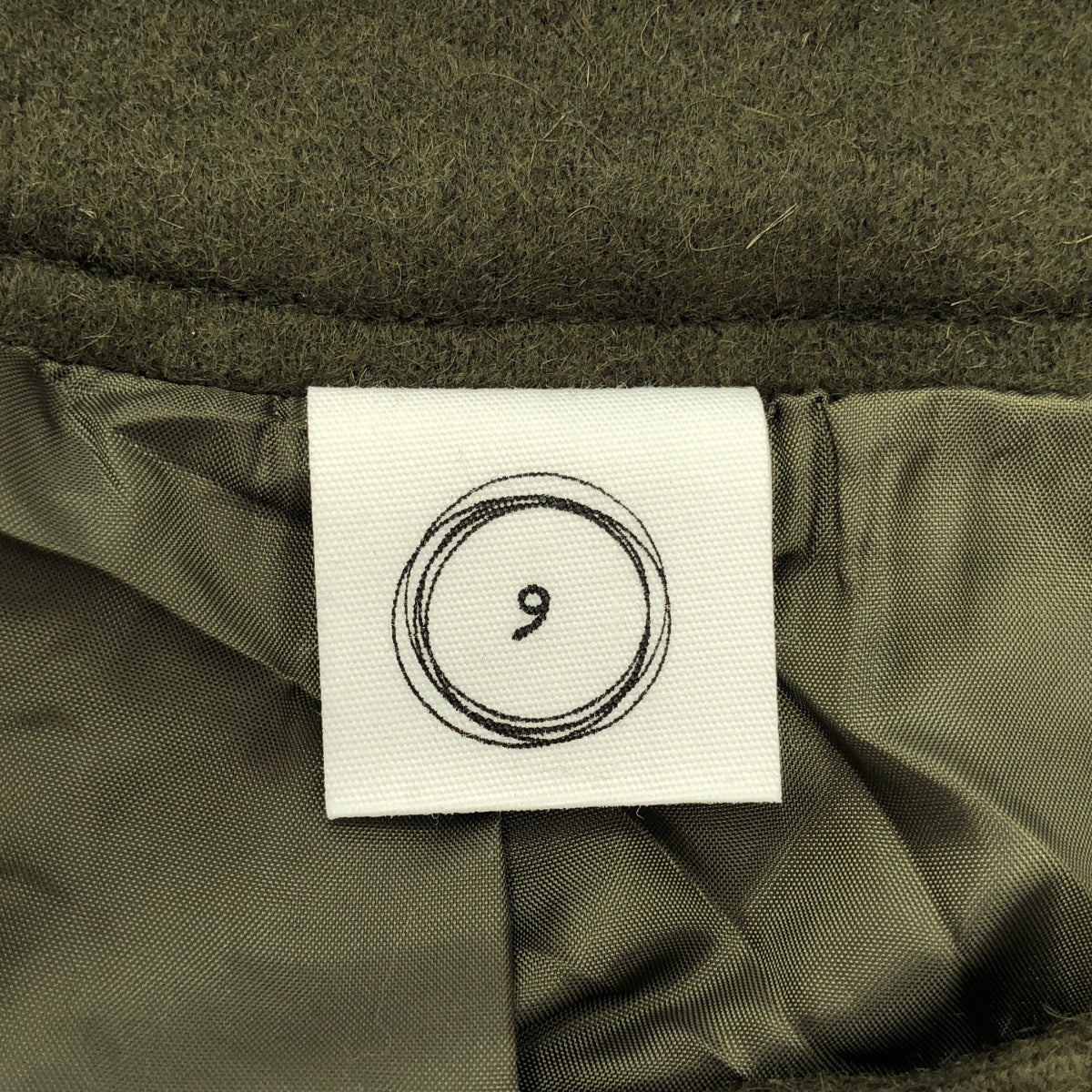 【美品】  co;ill nine  / コイルナイン | ウール ノーカラー ジャケット / 総裏地 | F | オリーブ | レディース