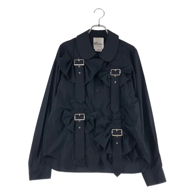noir kei ninomiya / ノワールケイニノミヤ | 2023AW | アジャスター リボン装飾  丸襟 シャツ ブラウス | M | レディース