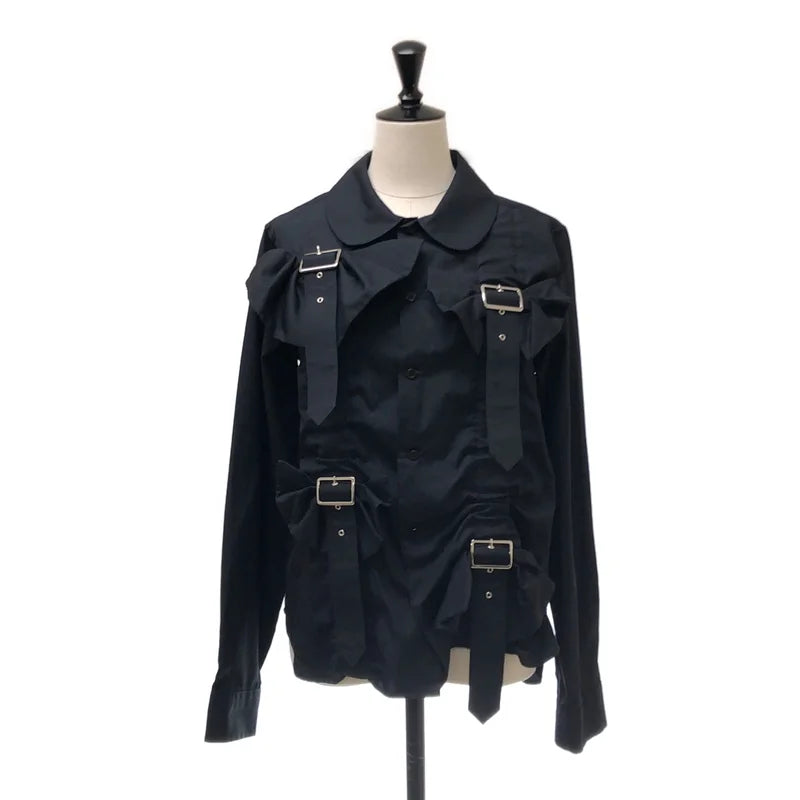 noir kei ninomiya / ノワールケイニノミヤ | 2023AW | アジャスター リボン装飾  丸襟 シャツ ブラウス | M | レディース