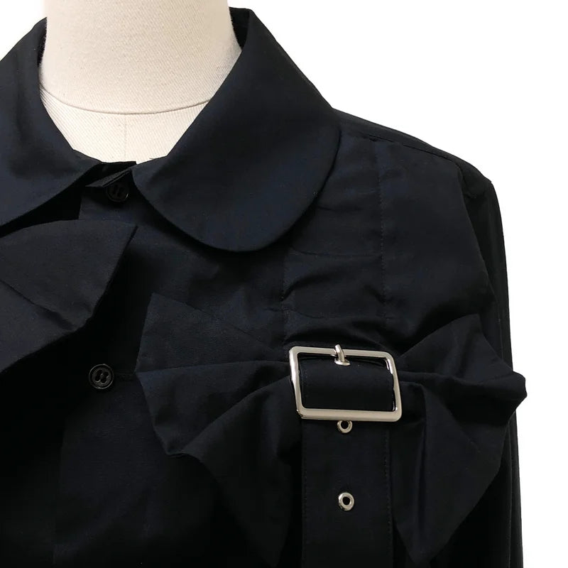 noir kei ninomiya / ノワールケイニノミヤ | 2023AW | アジャスター リボン装飾  丸襟 シャツ ブラウス | M | レディース