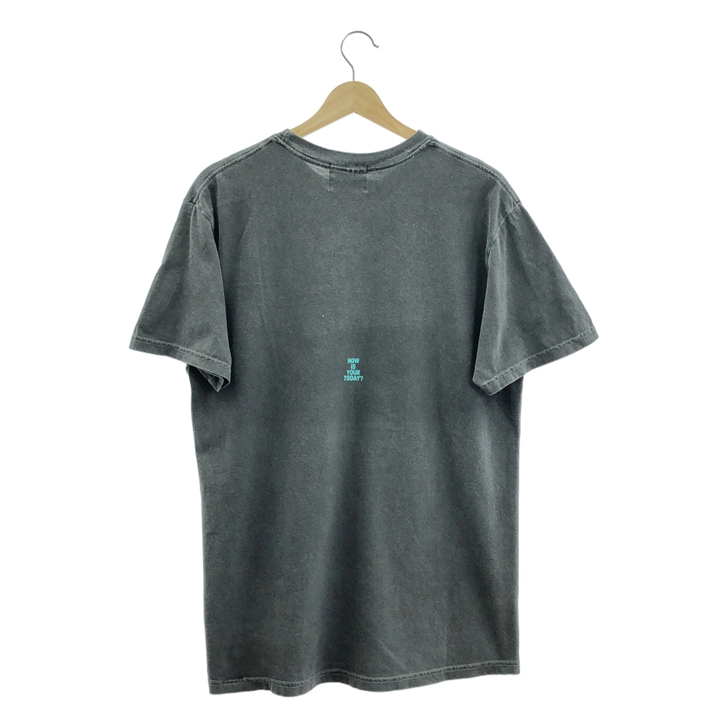 TODAY edition / トゥデイエディション | ヴィンテージ加工 両面プリント ロゴ Tシャツ カットソー | M | チャコールブラック系 | メンズ