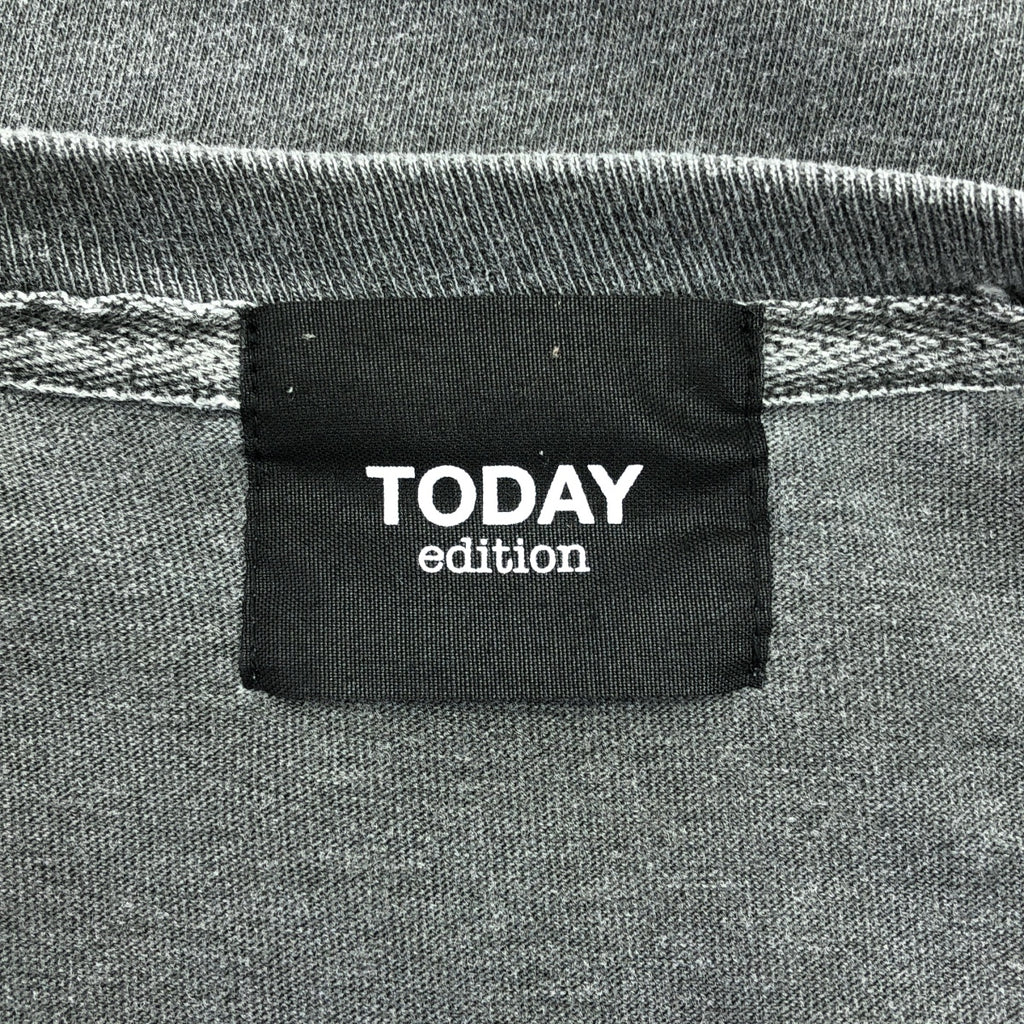TODAY edition / トゥデイエディション | ヴィンテージ加工 両面プリント ロゴ Tシャツ カットソー | M | チャコールブラック系 | メンズ