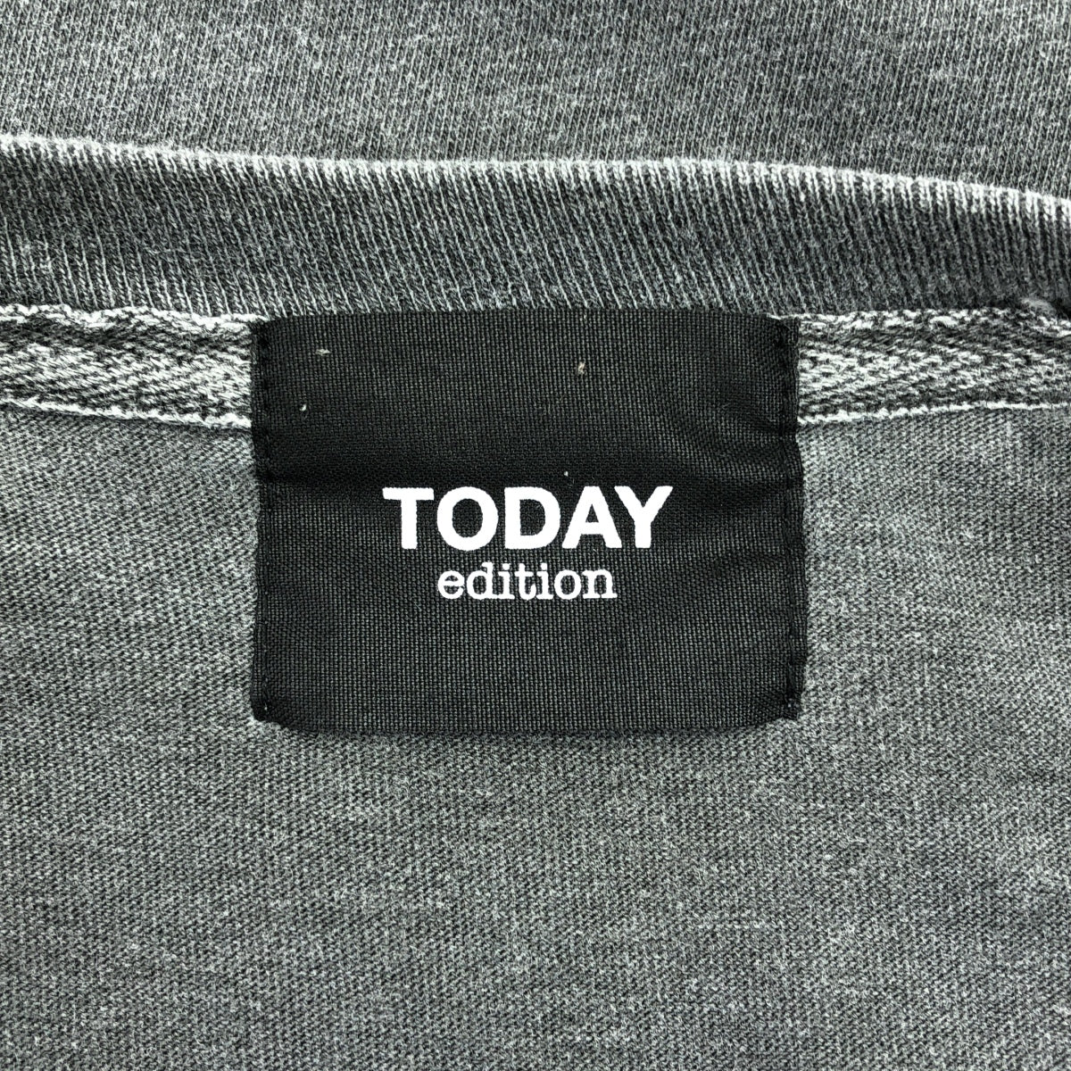 TODAY edition / トゥデイエディション | ヴィンテージ加工 両面プリント ロゴ Tシャツ カットソー | M | チャコールブラック系 | メンズ