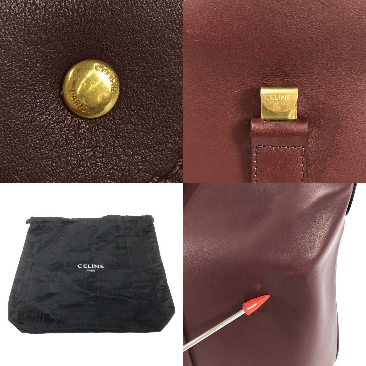 【美品】  CELINE / セリーヌ | 6 bucket / シス バケット レザー ショルダーバッグ | ボルドー | レディース