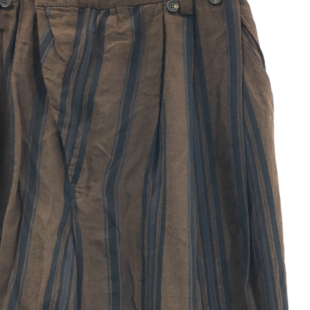 【美品】  ziggy chen / ジギーチェン | 2024SS | STRIPED WIDE LEG TROUSERS ストライプ ワイド リネンコットン パンツ | 44 | ブラウン | メンズ