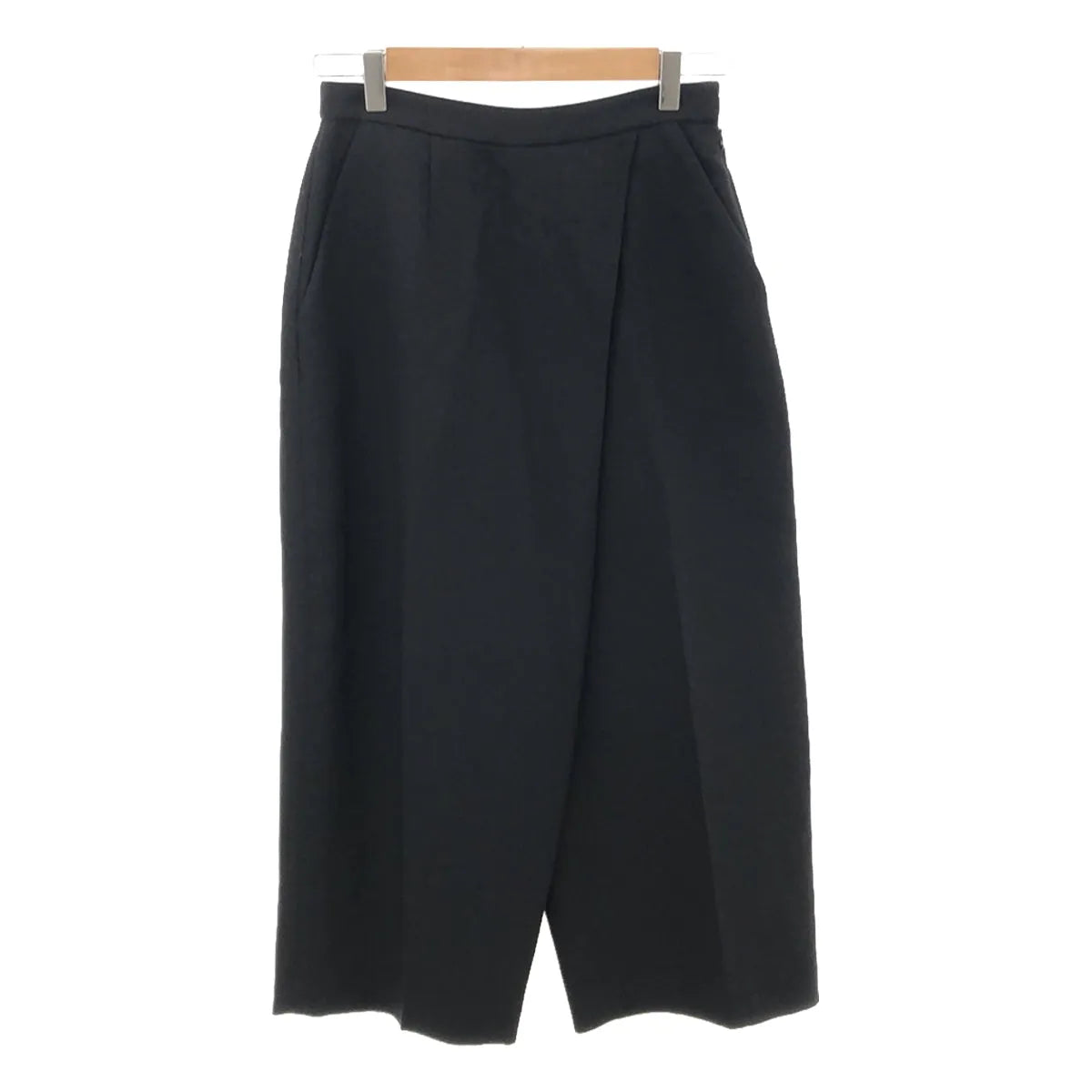 摺疊 |羊毛混紡七分寬褲 |尺寸 38 |黑色 |女性的