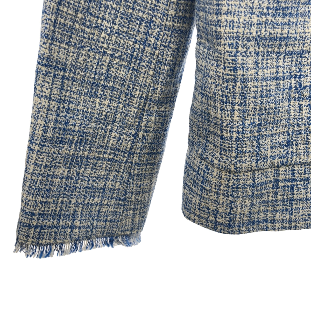 [新] ebure | 2024SS |彩色粗花呢無領短夾克和裹身式長裙套裝 | 36 |藍色 |女性的