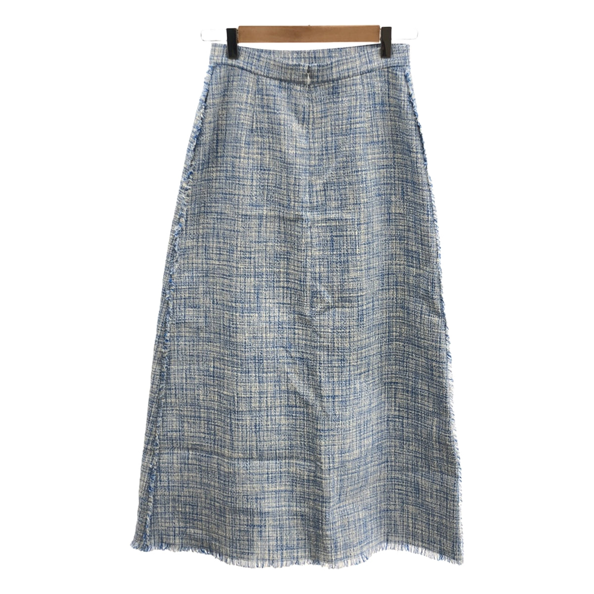 【新品】  ebure / エブール | 2024SS | セットアップ カラーツィード ノーカラークロップドジャケット / ラップライクマキシスカート | 36 | ブルー | レディース