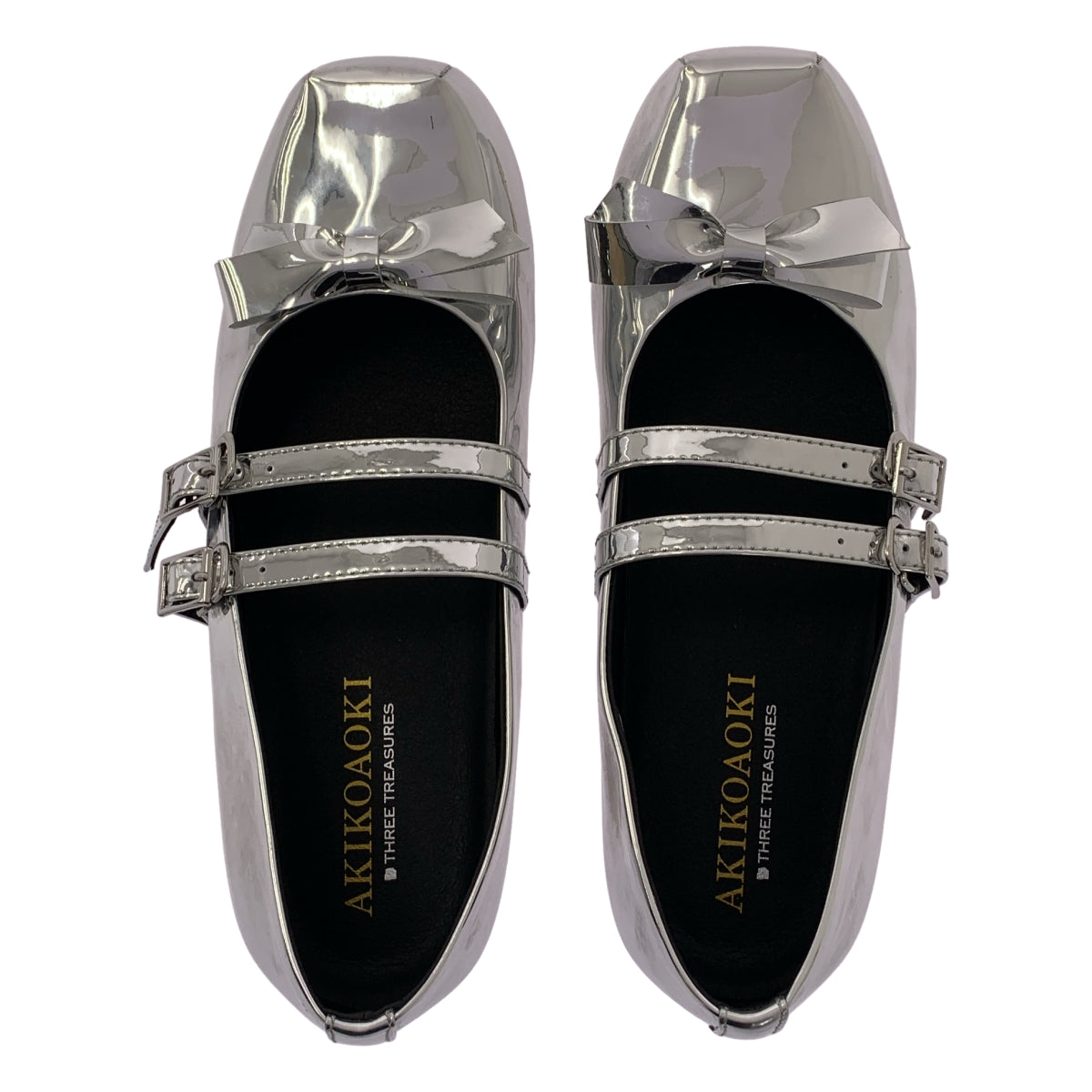 AKIKOAOKI / アキコアオキ | Giselle Flat Mirror / メタリック リボン ストラップ フラットシューズ | 21 | レディース
