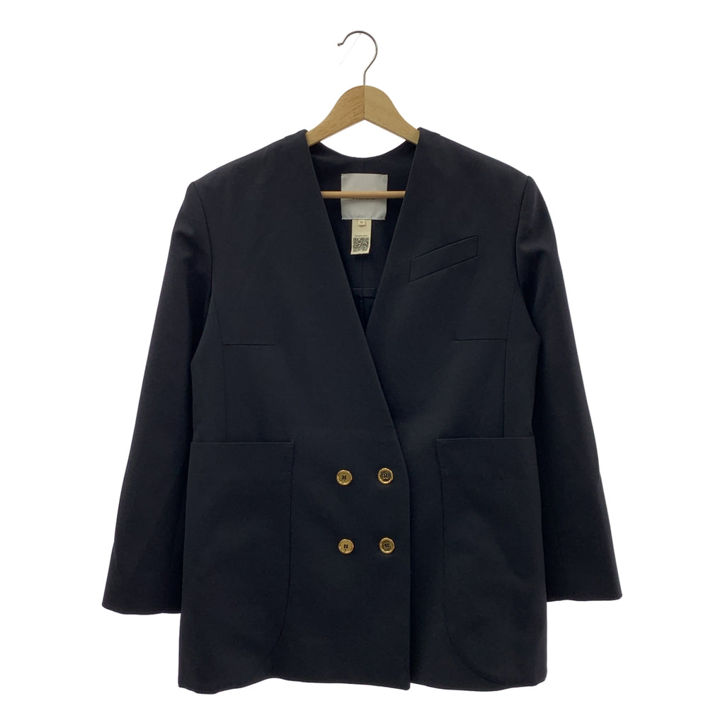 PATOU / パトゥ | テックウール製 ノーカラーダブルブレストジャケット | 36 | レディース