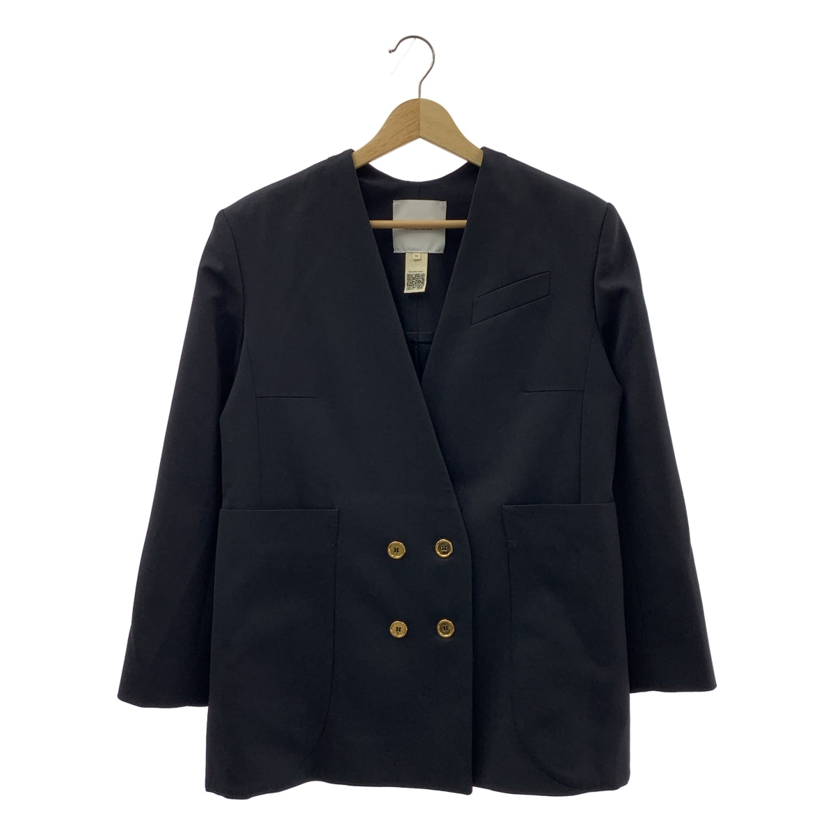 PATOU / パトゥ | テックウール製 ノーカラーダブルブレストジャケット | 36 | レディース