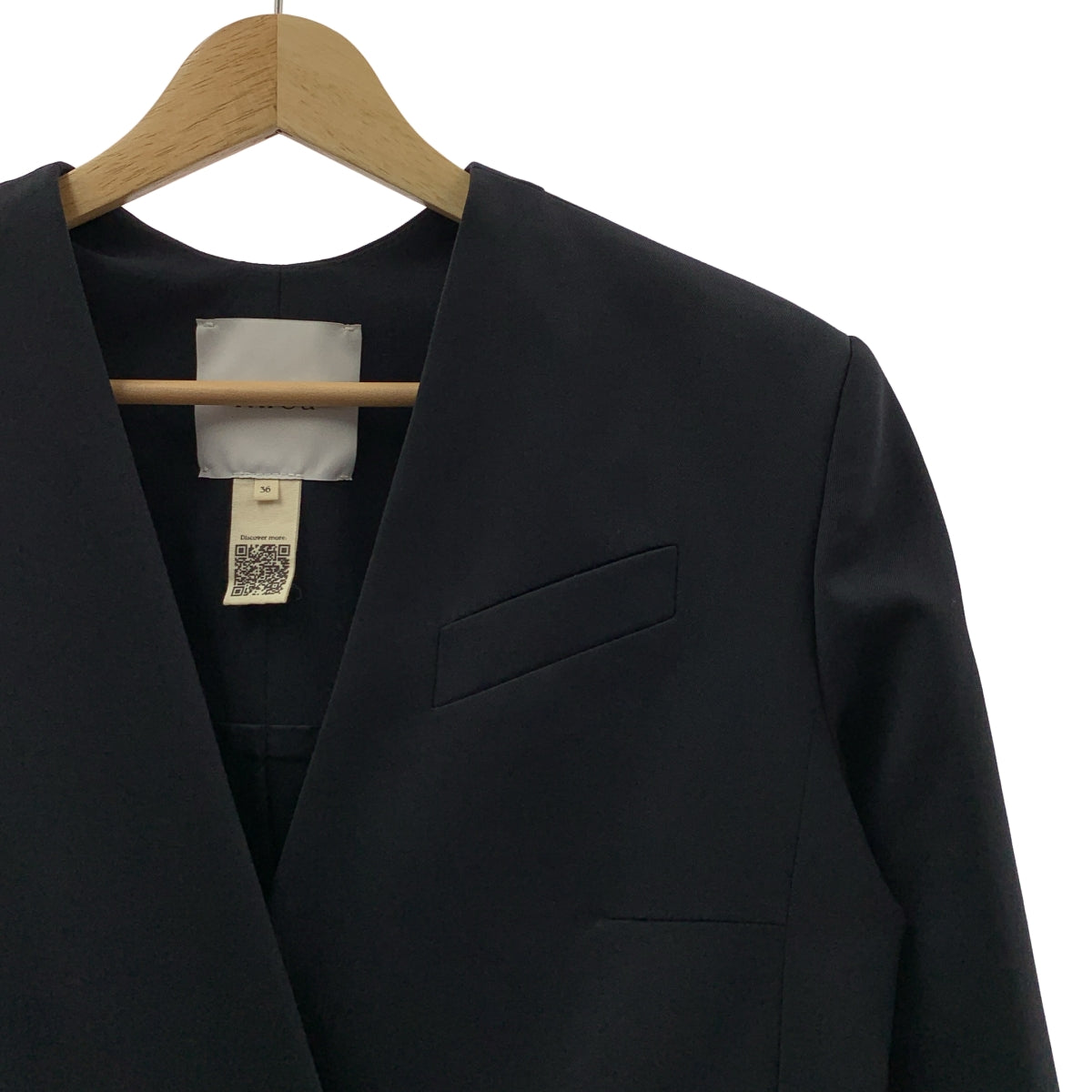 PATOU / パトゥ | テックウール製 ノーカラーダブルブレストジャケット | 36 | レディース