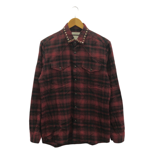 VALENTINO / ヴァレンティノ | ロック スタッズ ウエスタン チェックシャツ | 39 | メンズ