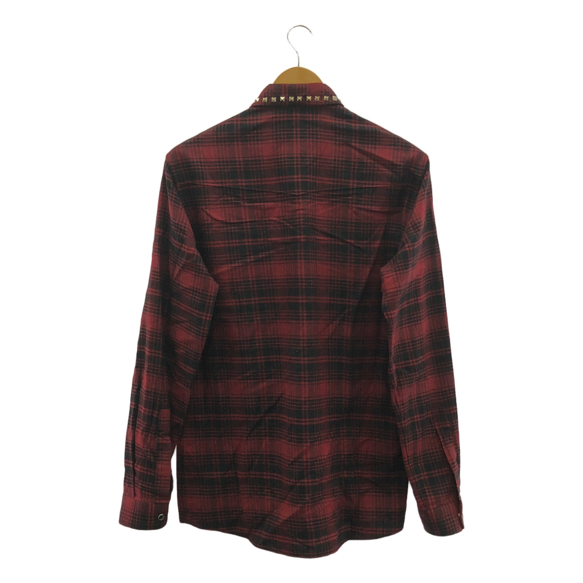 VALENTINO / ヴァレンティノ | ロック スタッズ ウエスタン チェックシャツ | 39 | レッド / ブラック | メンズ