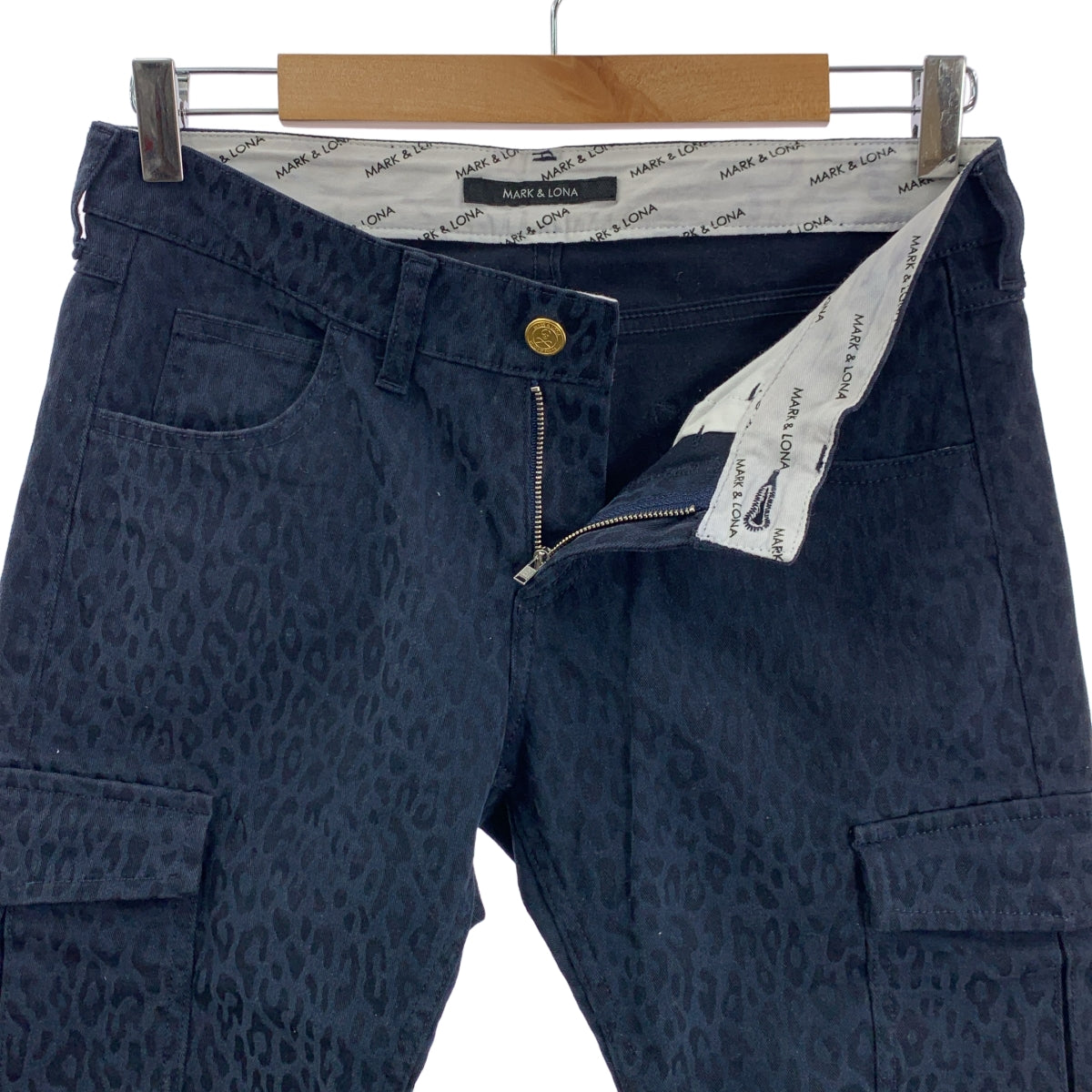 MARK&LONA / マークアンドロナ | ロゴ刺しゅう レオパード柄 ストレッチ カーゴパンツ | M | ネイビー | メンズ