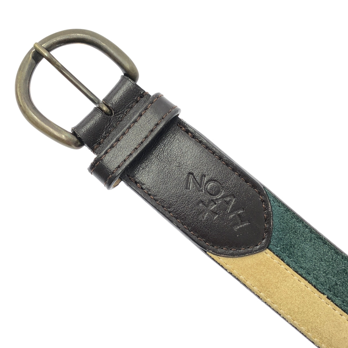 NOAH | 雙色絨面革與皮革皮帶 | 尺寸 32 | 綠色 / 黃色 / 棕色 | 男款