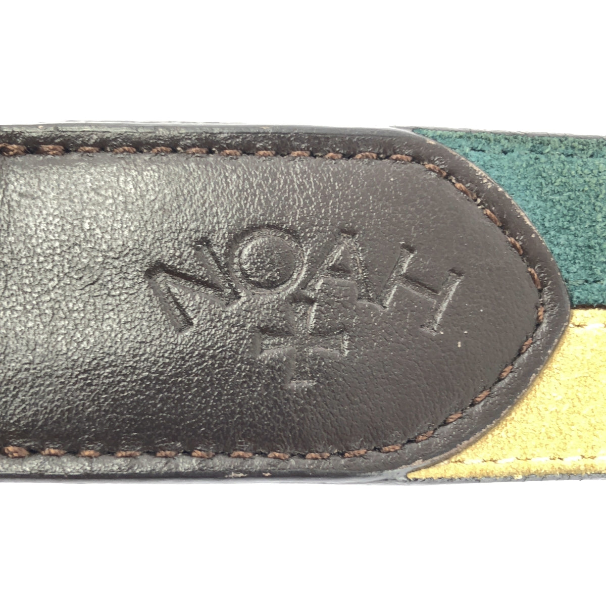 NOAH | 雙色絨面革與皮革皮帶 | 尺寸 32 | 綠色 / 黃色 / 棕色 | 男款