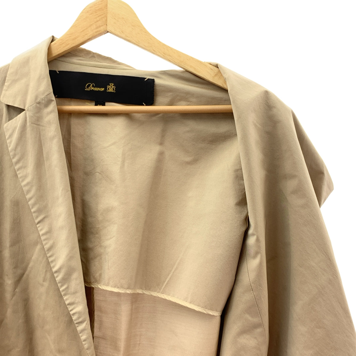Drawer / ドゥロワー | シルク ポリエステル ハーフスリーブ コート | 38 | ベージュ | レディース