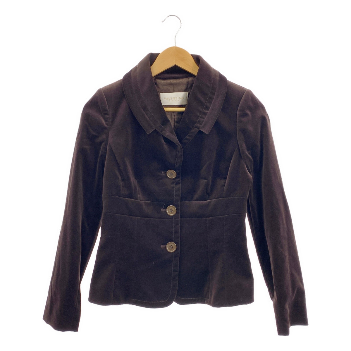 華倫天奴 | 絲絨披肩領單排扣夾克，帶全襯裡標誌 | 尺寸 38 | 女款
