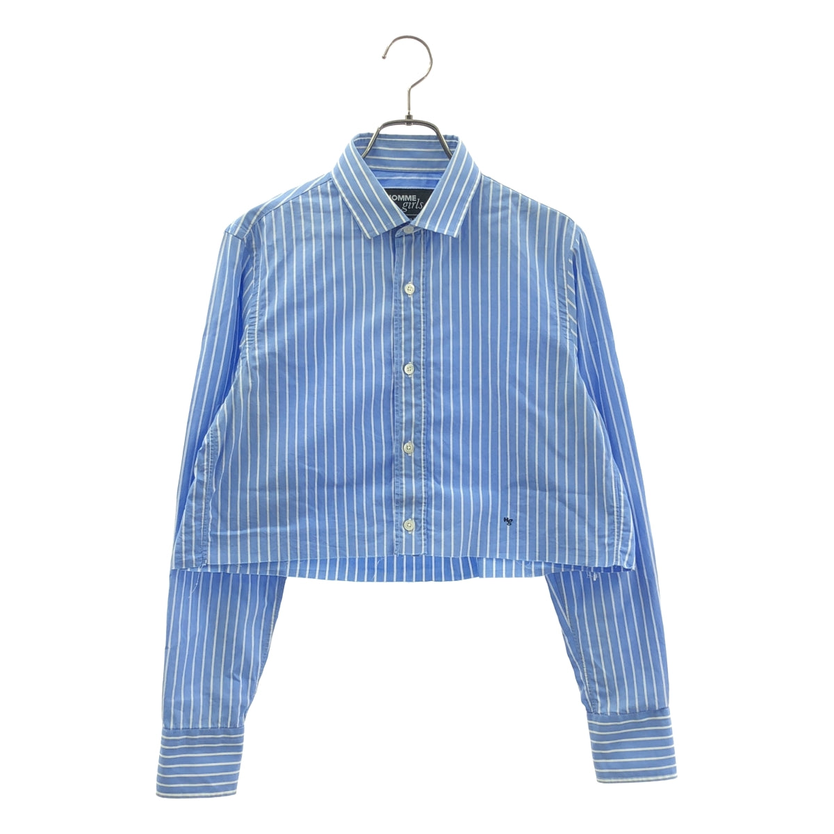 HOMME girls / オム ガールズ | カットオフ ストライプ クロップドシャツ | S | レディース