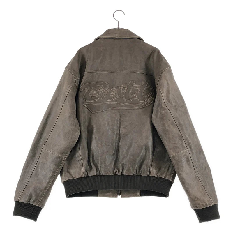【美品】  BoTT / ボット | Script Logo Cracked Leather Jacket 牛革 レザー ジャケット | L | ブラウン系 | メンズ