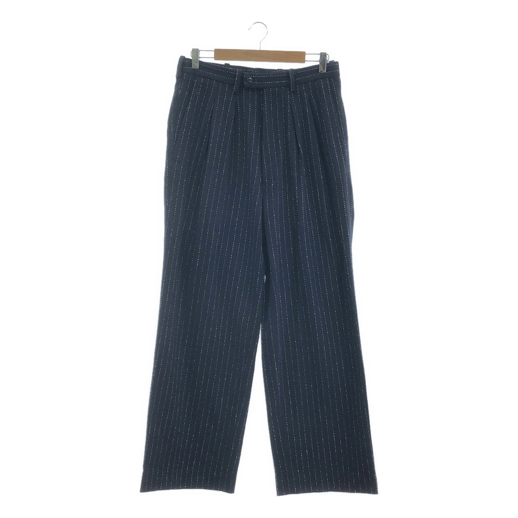 m's braque / 엠즈 블랙 | 2024AW | TUCKED WIDE PANTS navy stripe 울 혼방