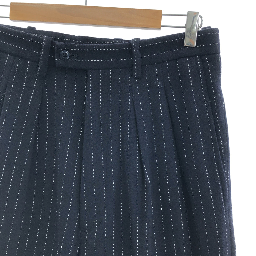 m's braque / 엠즈 블랙 | 2024AW | TUCKED WIDE PANTS navy stripe 울 혼방