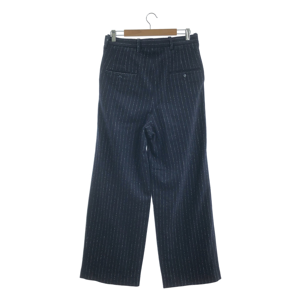 m's braque / 엠즈 블랙 | 2024AW | TUCKED WIDE PANTS navy stripe 울 혼방