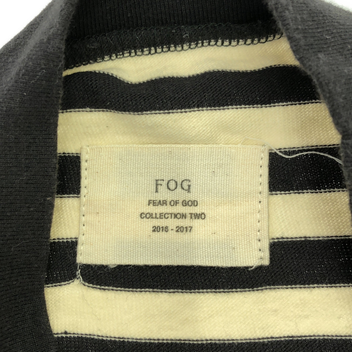 FOG FEAR OF GOD | 2016AW | COLLECTION TWO mock neck striped cut and sew | M | Black/Cream | Men's