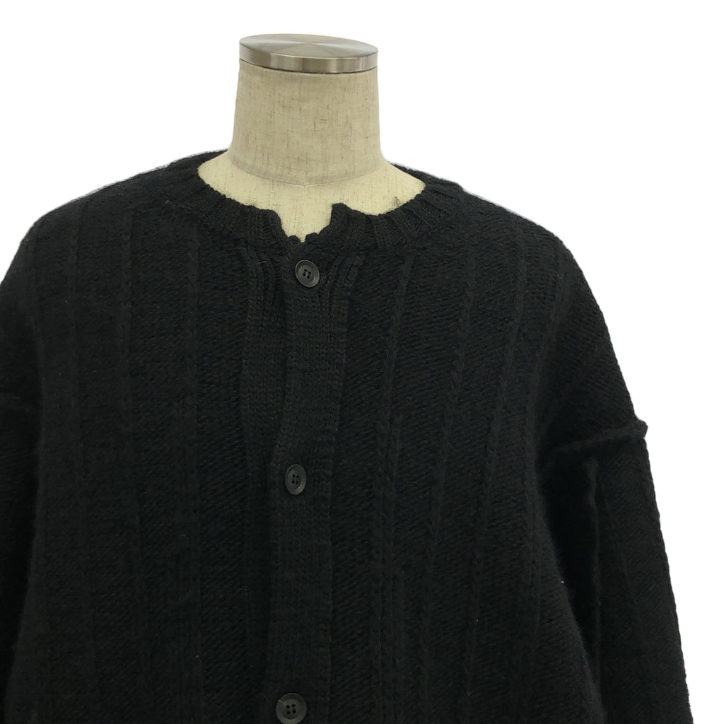 YOHJI YAMAMOTO POUR HOMME / ヨウジヤマモトプールオム | 2024AW | 3G STRIPE STRING LONG CARDIGAN 糸ふらし ロング ニット カーディガン | 3 | ブラック | メンズ