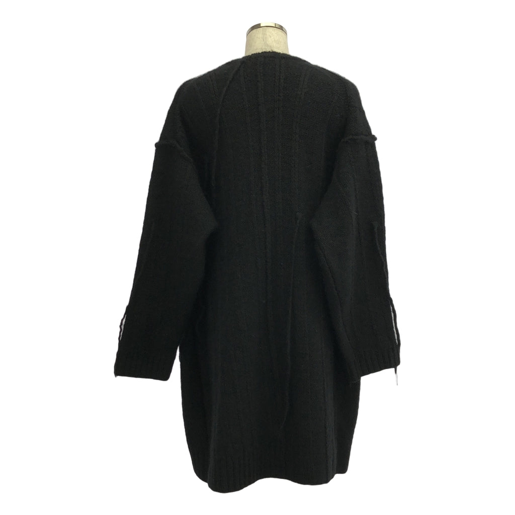 YOHJI YAMAMOTO POUR HOMME / ヨウジヤマモトプールオム | 2024AW | 3G STRIPE STRING LONG CARDIGAN 糸ふらし ロング ニット カーディガン | 3 | ブラック | メンズ