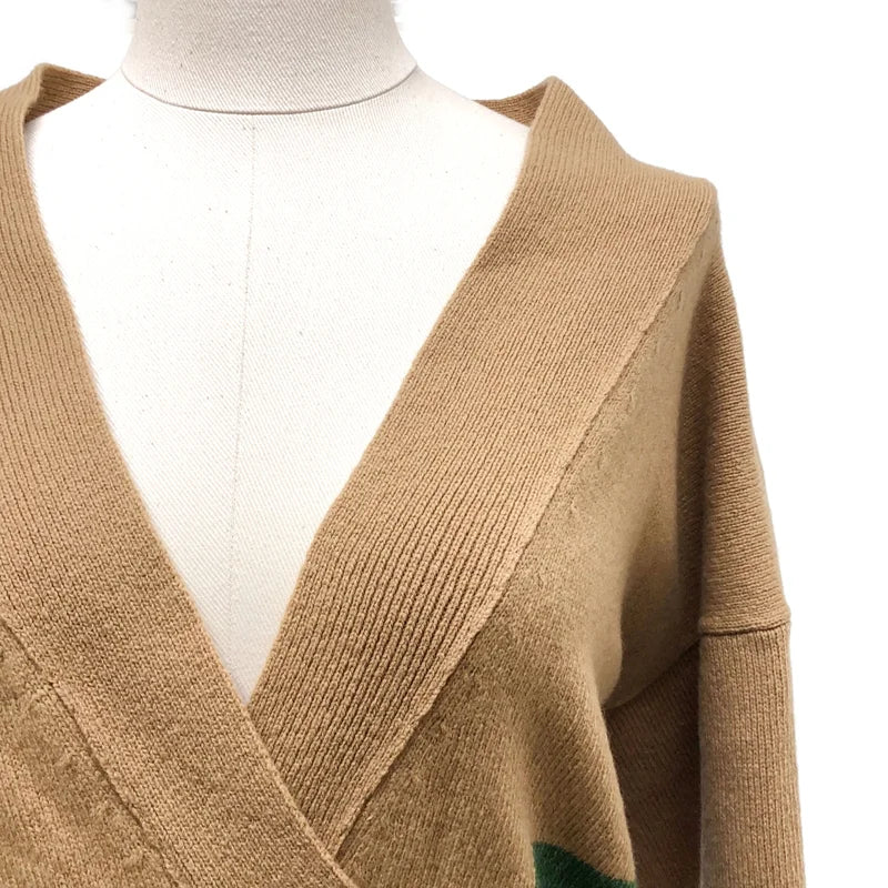 DRIES VAN NOTEN / ドリスヴァンノッテン | Merino Wool Colorblock Pattern Sweater カーディガン | XS | ブラウン/グリーン | レディース