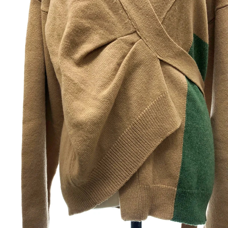 DRIES VAN NOTEN / ドリスヴァンノッテン | Merino Wool Colorblock Pattern Sweater カーディガン | XS | ブラウン/グリーン | レディース