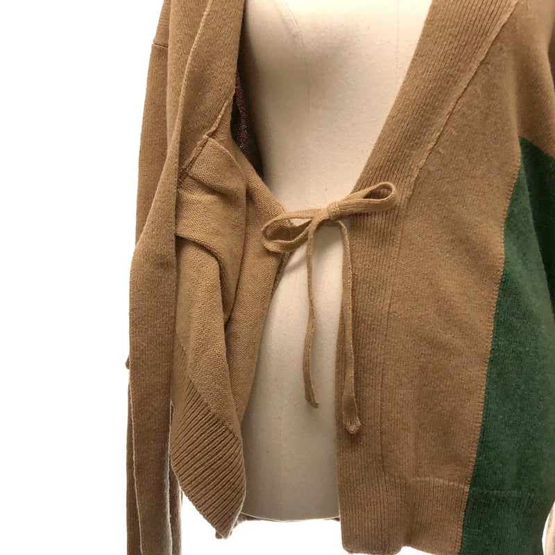 DRIES VAN NOTEN / ドリスヴァンノッテン | Merino Wool Colorblock Pattern Sweater カーディガン | XS | ブラウン/グリーン | レディース