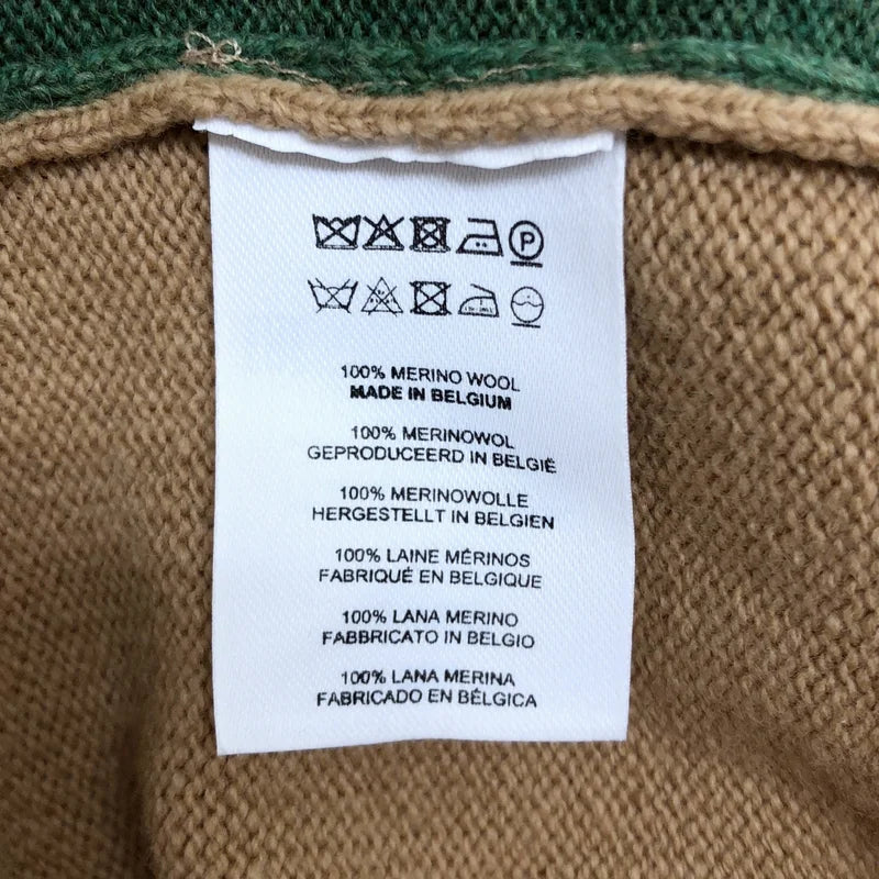 DRIES VAN NOTEN / ドリスヴァンノッテン | Merino Wool Colorblock Pattern Sweater カーディガン | XS | ブラウン/グリーン | レディース